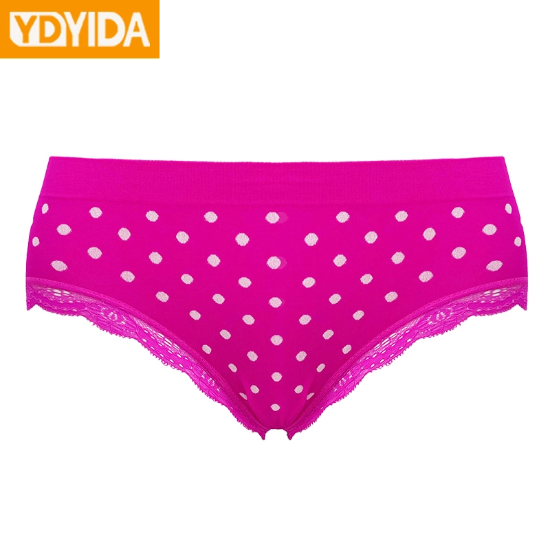 Stretchy Ladies Pants Comfortable Briefs Underwear Seamless Lace Underpants with Polka Dots