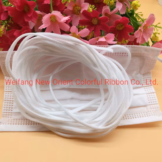 Factory Custom 3mm White Elastic Mask Rope for Face Mask